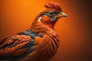 Colorful chicken on a solid color background, studio photo. ai generative photo