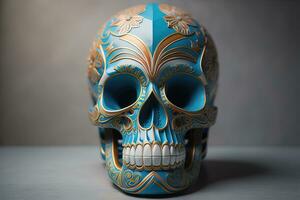 Day of the Dead sugar skull. Mexican sugar skull. ai generative photo