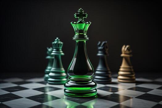 Different chess piece on a solid color background. ai generative photo