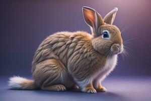 Easter bunny on a solid color background. ai generative photo