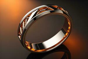 Wedding ring on a solid color background. Jewelry. ai generative photo