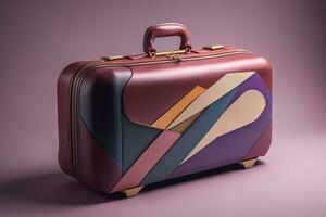 a travel suitcase isolated on a solid color background. ai generative photo