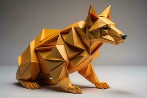 Paper origami animal isolated on solid color background. ai generative photo