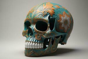 Day of the Dead sugar skull. Mexican sugar skull. ai generative photo