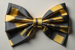 Beautiful and stylish bow tie on a solid colored background. ai generative photo