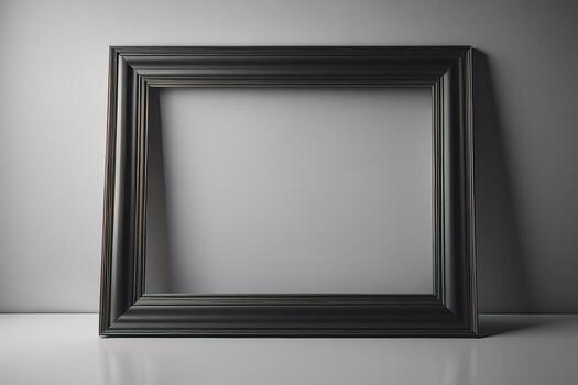Glass picture frame on a solid color background. ai generative photo