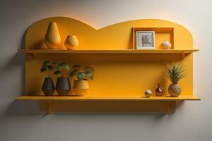 Bookshelf in scandinavian interior. ai generative photo