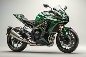 Modern powerful sports motorcycle on a colorful background. ai generative photo