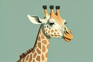 Giraffe isolated on green background. Cartoon style. Vector illustration. ai generative photo