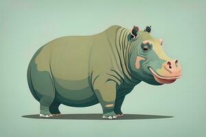 Hippopotamus standing on its hind legs. Vector illustration. ai generative photo