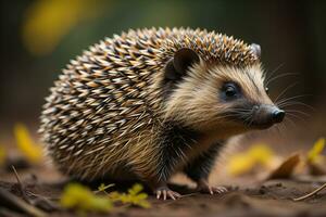 Hedgehog, Erinaceus Europaeus. ai generative photo