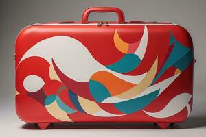 un viaje maleta aislado en un sólido color antecedentes. ai generativo foto