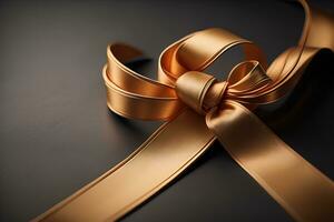 Shiny satin ribbon in brown color isolated on white background. ai generative photo