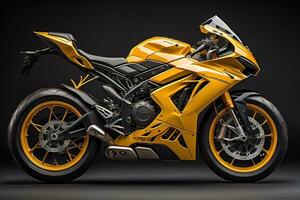 Modern powerful sports motorcycle on a colorful background. ai generative photo