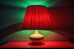 a decorative and colorful lamp on a solid color background. ai generative photo