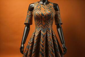 Women's dress on a mannequin in a fashion store. ai generative photo