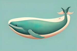 Blue whale isolated on a solid clor background. ai generative photo