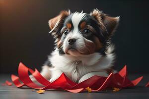 Portrait of a cute dog on a colorful background. Studio shot. ai generative photo