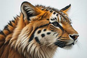 Portrait of a tiger on a solid color background. Close-up. ai generative photo