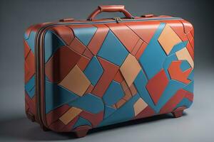 a travel suitcase isolated on a solid color background. ai generative photo