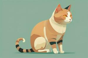 Cute cat sitting on the floor. Vector illustration in retro style. ai generative photo