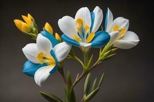 ramo de flores de flores en sólido color antecedentes. ai generativo foto