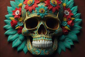 Day of the Dead sugar skull. Mexican sugar skull. ai generative photo