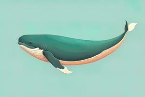 Blue whale isolated on a solid clor background. ai generative photo