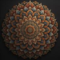 Mandala pattern. Vintage decorative elements. Hand drawn oriental background. ai generative photo