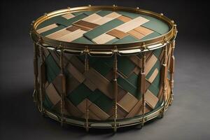 Colorful drum on a solid color background. ai generative photo