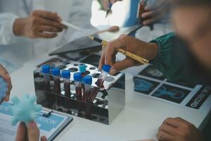 Cropped image of successful medical doctors discussing diagnosis during the conference photo