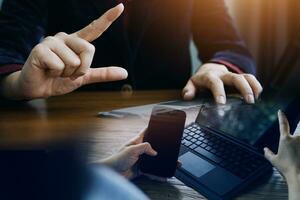 Document Businessman working modern computer Document Management System Virtual online documentation database and process automation to efficiently manage files, photo