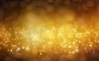 Gold glitters background. shimmering blur spot lights Bokeh Shiny gold light background texture photo