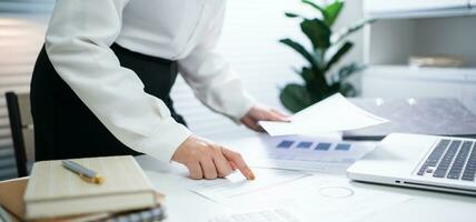 Auditor or internal revenue service staff, Business women checking annual financial statements of company. Audit Concept photo