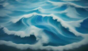 Digital illustration of blue ocean waves background image, AI Generative photo