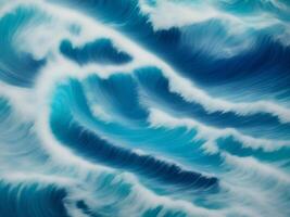 Digital illustration of blue ocean waves background image, photo