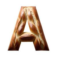 Bread typography text design uppercase alphabet A, AI Generative photo