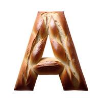 Bread typography text design uppercase alphabet A, photo