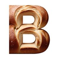 Bread typography text design uppercase alphabet B, AI Generative photo