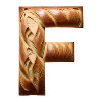 Bread typography text design uppercase alphabet F, AI Generative photo