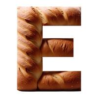 Bread typography text design uppercase alphabet E, photo