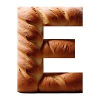 Bread typography text design uppercase alphabet E, AI Generative photo