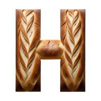 Bread typography text design uppercase alphabet H, AI Generative photo