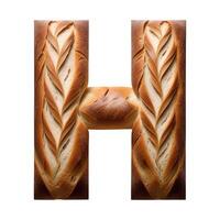 Bread typography text design uppercase alphabet H, photo