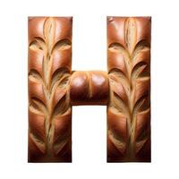 Bread typography text design uppercase alphabet H, AI Generative photo