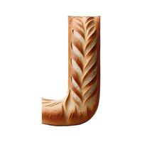 Bread typography text design uppercase alphabet J, photo