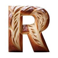 Bread typography text design uppercase alphabet R, AI Generative photo