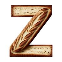 Bread typography text design uppercase alphabet Z, AI Generative photo
