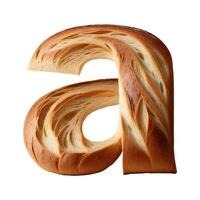 Bread typography text design lowercase alphabet a, AI Generative photo