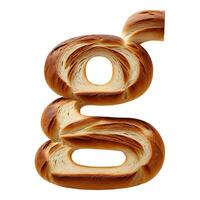 Bread typography text design lowercase alphabet g, AI Generative photo